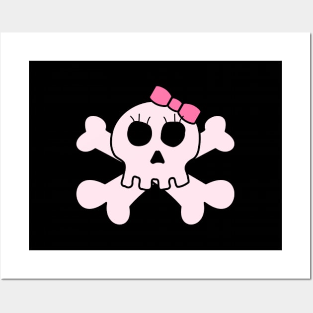 Cute Pink Skull And Bones Wall Art by Flippin' Sweet Gear